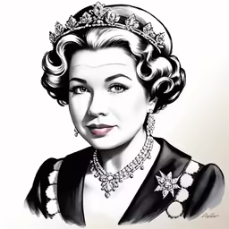 a portrait of a woman wearing a tiara and jewelry