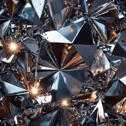 a huge bunch of silver shiny objects with bright lights