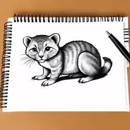 a drawing of a weasel is sitting down