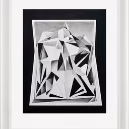 an abstract black and white drawing by an artist
