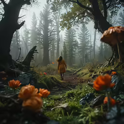 an image of person walking on a trail through the forest