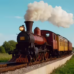 a train blowing out a big smoke stack