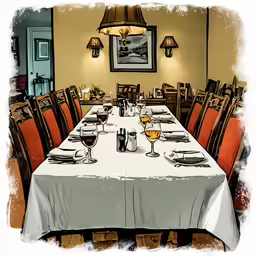 this is a painting of a dining room