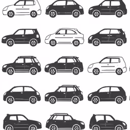 black and white cars on a white background