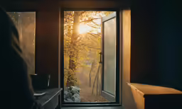 a open window that is next to a window