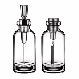 two glass containers with water inside of them