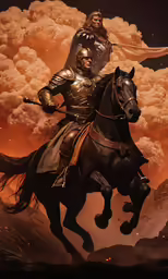 an illustration of a man riding on the back of a horse