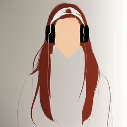 a painting of a woman with headphones on her ears,a digital portrait with headphones around it