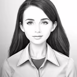 a woman in a blouse looking at the camera