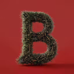 there is a type of plant growing on the letter b