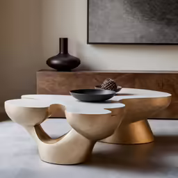 a modern coffee table made from wood in an interior setting