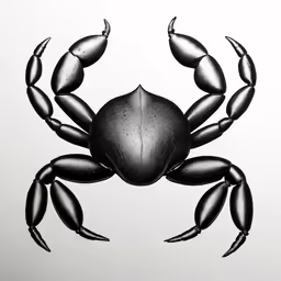 an ink drawing of a crab on a white background