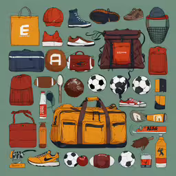a variety of items are laid out in a drawing style,various items from an image with the words school bag