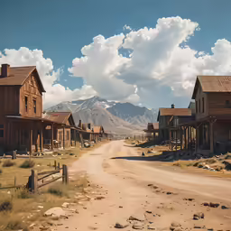an old fashioned town in the desert with no street