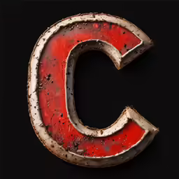 the letter c has been modified to look like a worn metal sign