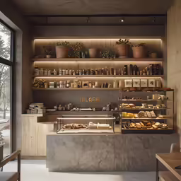 the bakery is equipped with delicious treats and baked goods