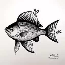 a fish with its tail sticking out is shown