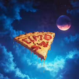 a slice of pizza with the word go wild on it