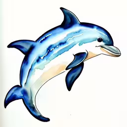 a dolphin is painted on a wall in the bathroom,a blue and white dolphin with a watermarked tail