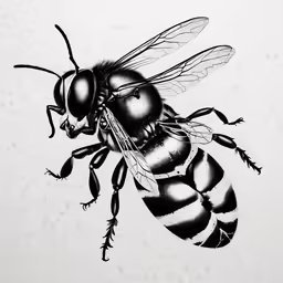 a bee is drawing with ink on paper