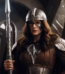 thorugh is holding a sword and wearing armor