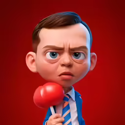 a cartoon image of a man holding a boxing ball