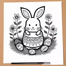 an easter bunny with flowers and eggs