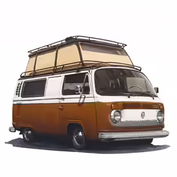 an old style bus with a roof rack