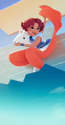 an animated scene of a girl and her dog