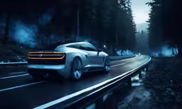 a close up of a car on a road