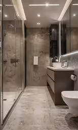 a bathroom with a sink and tub next to a stand alone shower