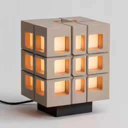 a lamp that is made out of boxes