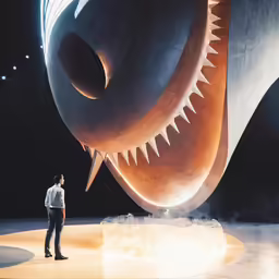 a man standing next to a huge object