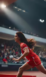 a young female tennis player runs along the court