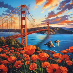 the golden gate bridge, painted in oil and ready for framing