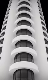 the building with many windows is in black and white