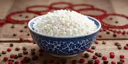 a bowl filled with white chocolate pieces surrounded by red berries