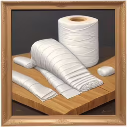 this is a painting of two rolls of toilet paper