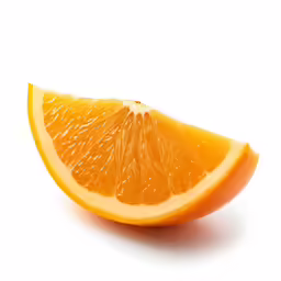 an orange sliced in half on a white background