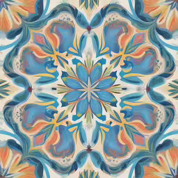 an abstract painting depicting flowers and leaves,an artistic floral design made of a very colorful flower
