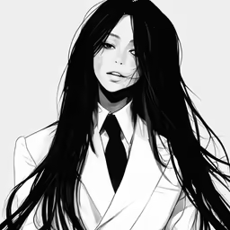 a woman in a business suit and tie