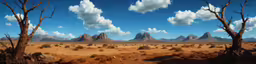 several mountains rise above a barren area