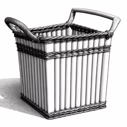 a 3d image of a plastic trashcan with handle