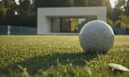 a golf ball is resting in the grass