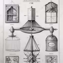 a drawing of various kinds of objects