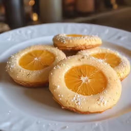 three small cookies sitting on top of a white plate