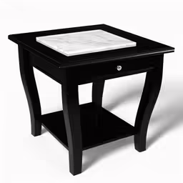 an end table with marble on the top