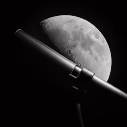 a telescope with the moon in the background