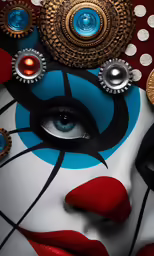 a woman with a painted face wearing decorative jewels