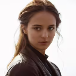 a woman with a ponytail posing for a photo